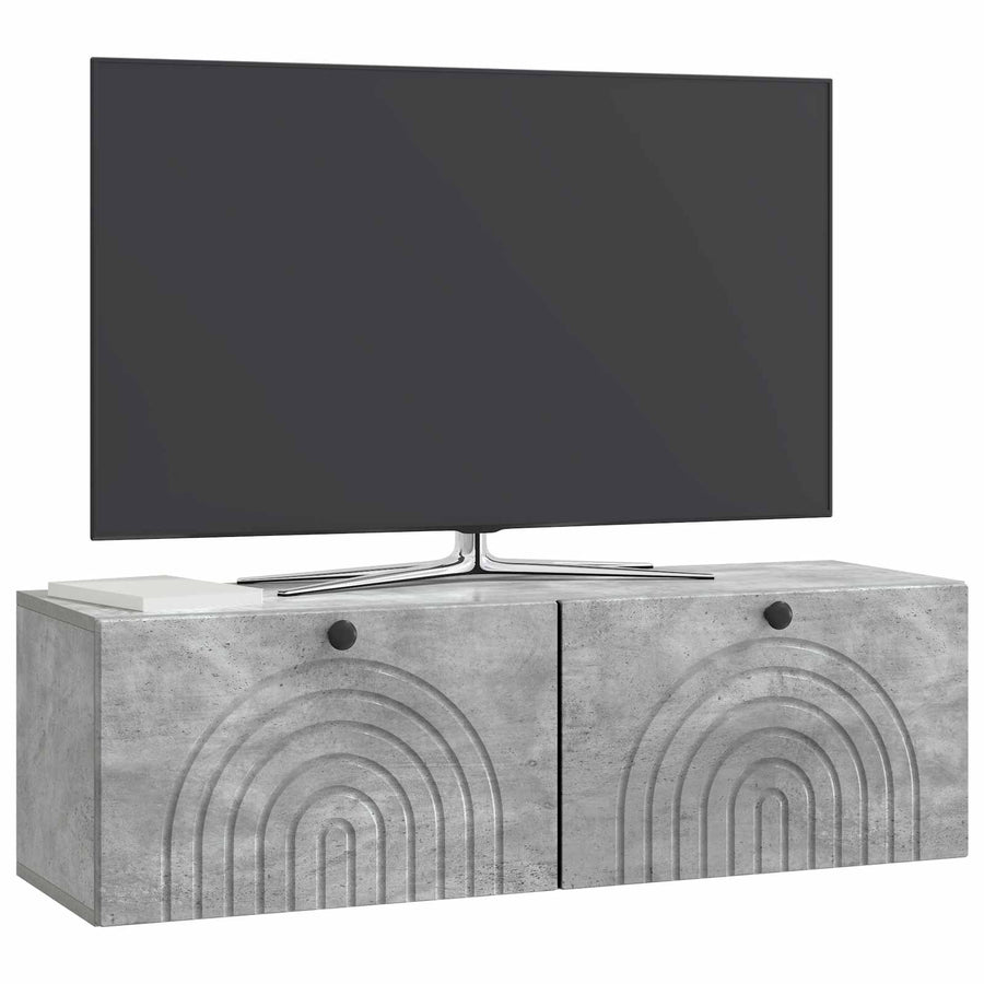 Wandbeugel TV-kast Betongrijs 98 x 31 x 30 cm Bewerkt hout