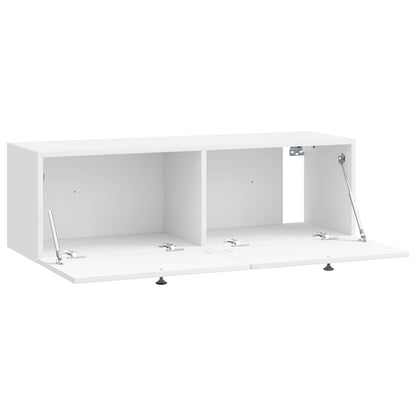 Wandbeugel TV-kast Hoogglans Wit 98 x 31 x 30 cm Bewerkt hout