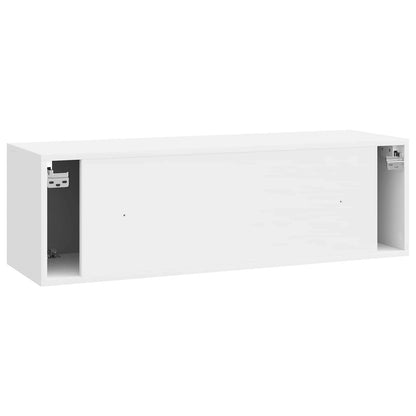 Wandbeugel TV-kast Hoogglans Wit 98 x 31 x 30 cm Bewerkt hout