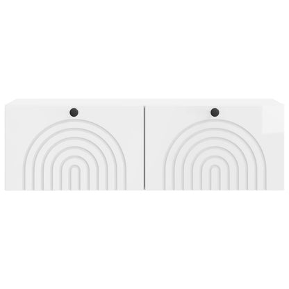 Wandbeugel TV-kast Hoogglans Wit 98 x 31 x 30 cm Bewerkt hout