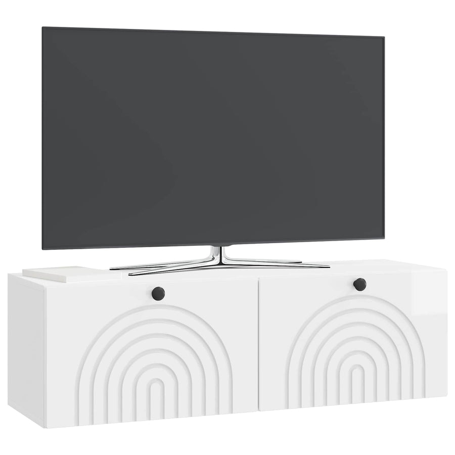 Wandbeugel TV-kast Hoogglans Wit 98 x 31 x 30 cm Bewerkt hout