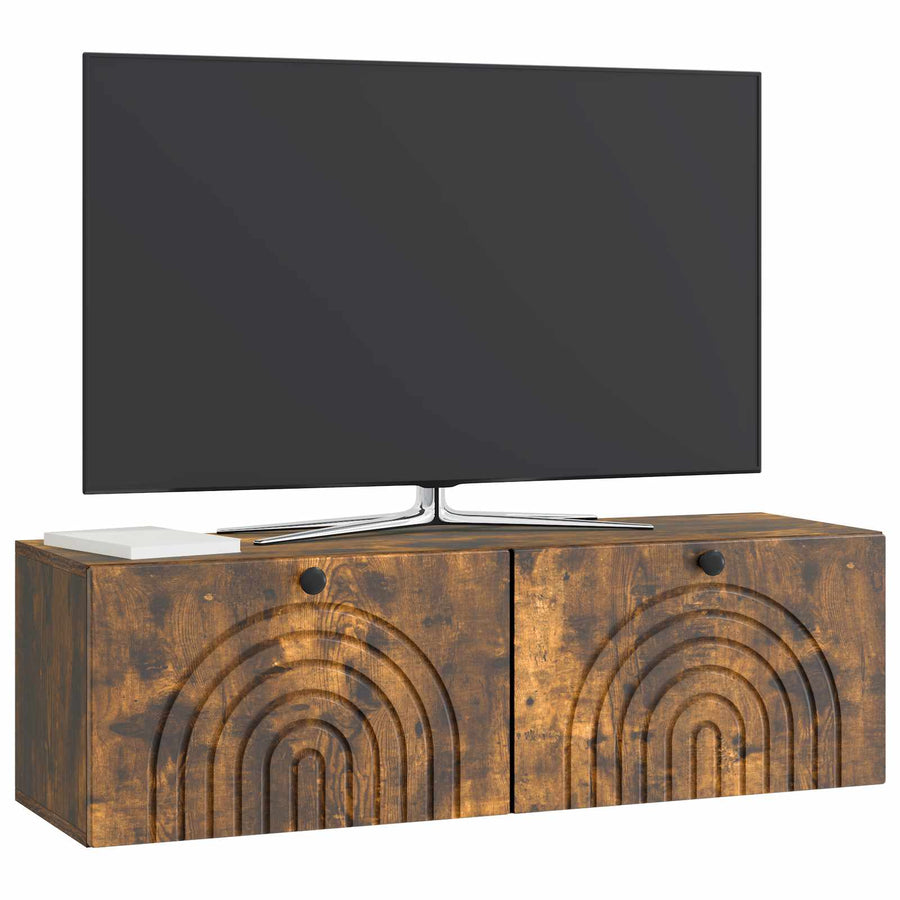 Wandbeugel TV-kast Gerookt eiken 98 x 31 x 30 cm Bewerkt hout