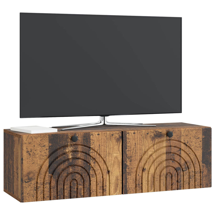 Wandbeugel TV-kast Oud hout 98 x 31 x 30 cm Bewerkt hout