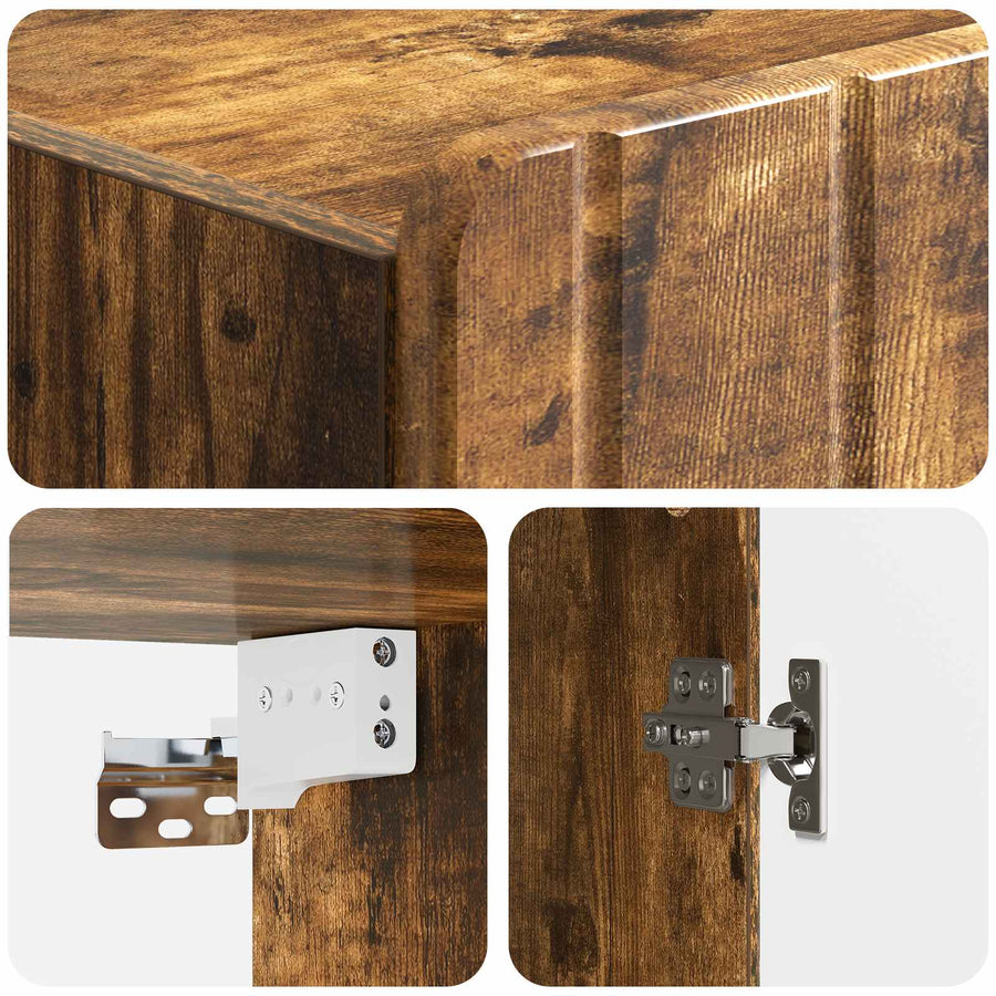 Wandkast Gerookt eiken 66 x 34,5 x 92 cm Bewerkt hout