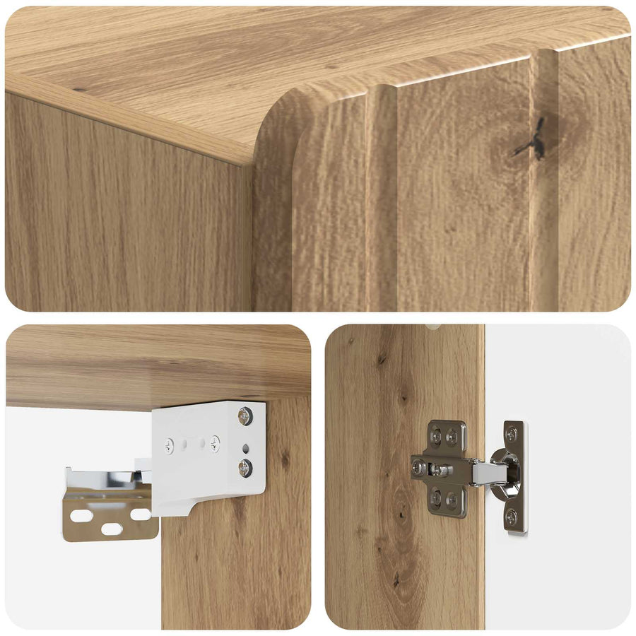 Wandkast Artisanaal eiken 66 x 34,5 x 92 cm Bewerkt hout