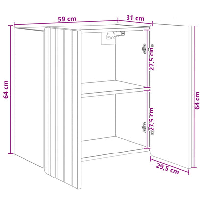 Wandkast Hoogglans Wit 59 x 31 x 64 cm Bewerkt hout