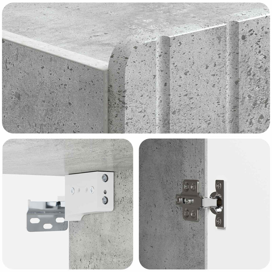 Wandkast Betongrijs 33 x 34,5 x 94 cm Bewerkt hout