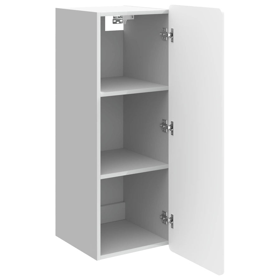 Wandkast Hoogglans Wit 33 x 34,5 x 94 cm Bewerkt hout