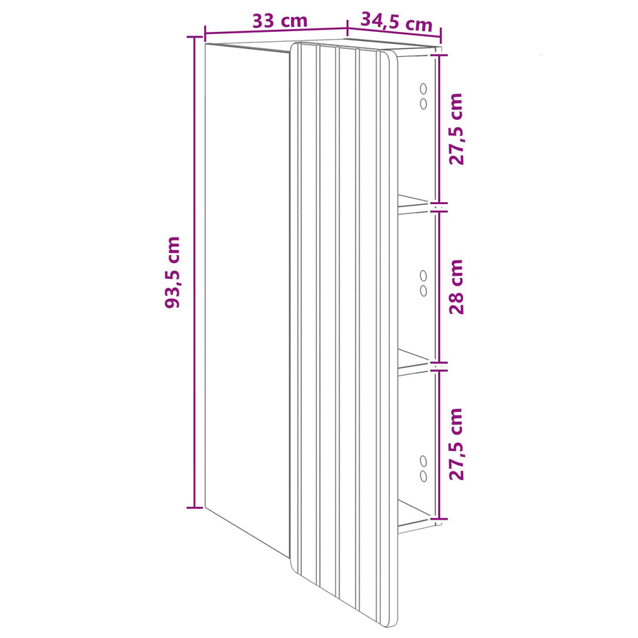 Wandkast Grijs Sonoma 33 x 34,5 x 94 cm Bewerkt hout