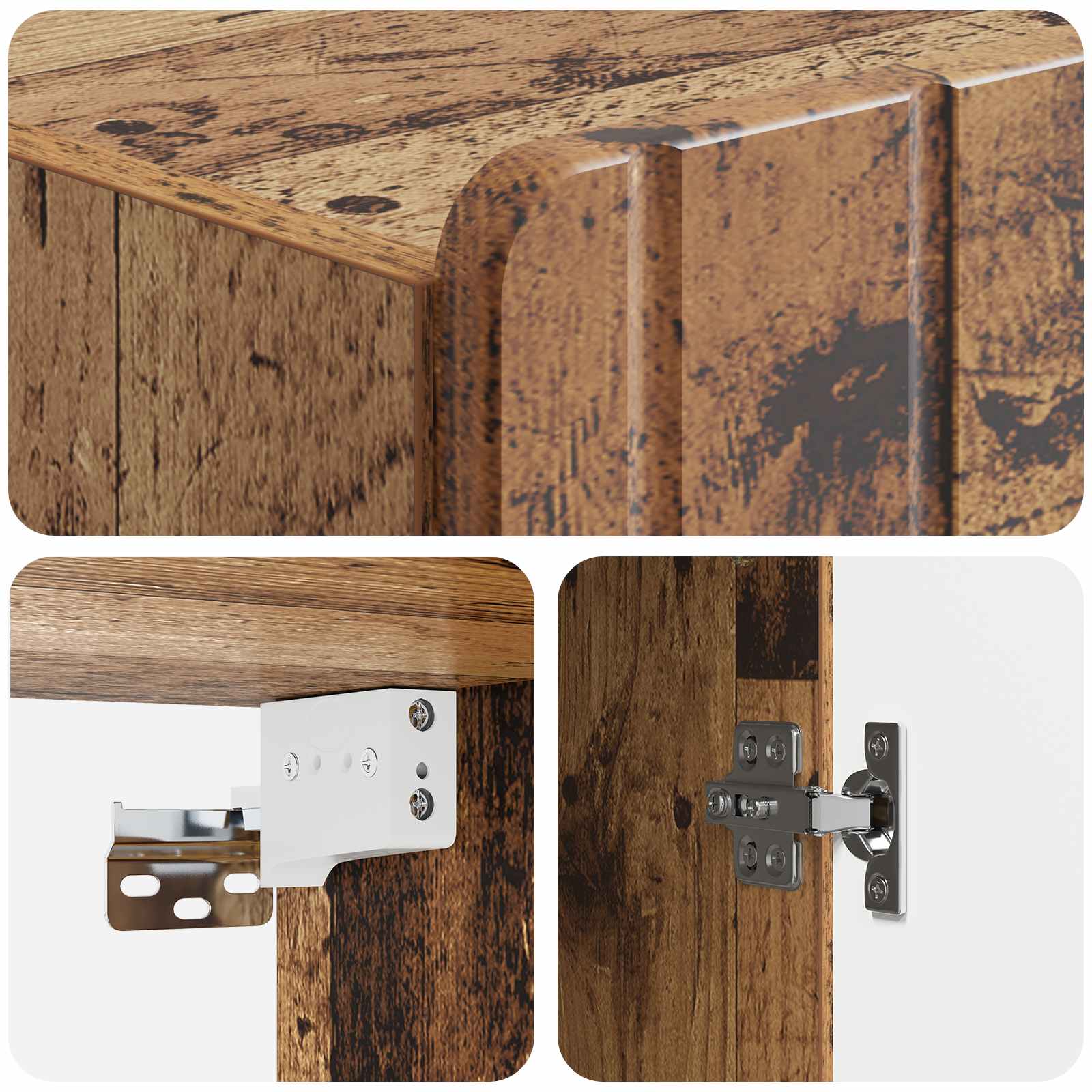 Wandkast Oud hout 33 x 34,5 x 94 cm Bewerkt hout