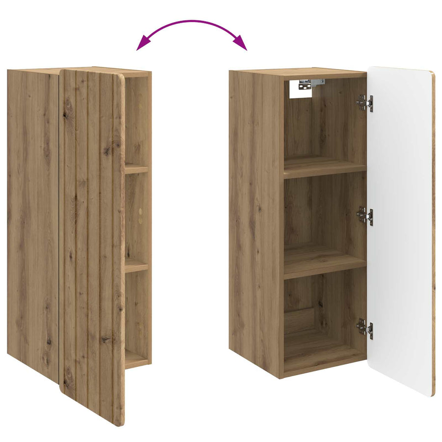 Wandkast Artisanaal eiken 33 x 34,5 x 94 cm Bewerkt hout