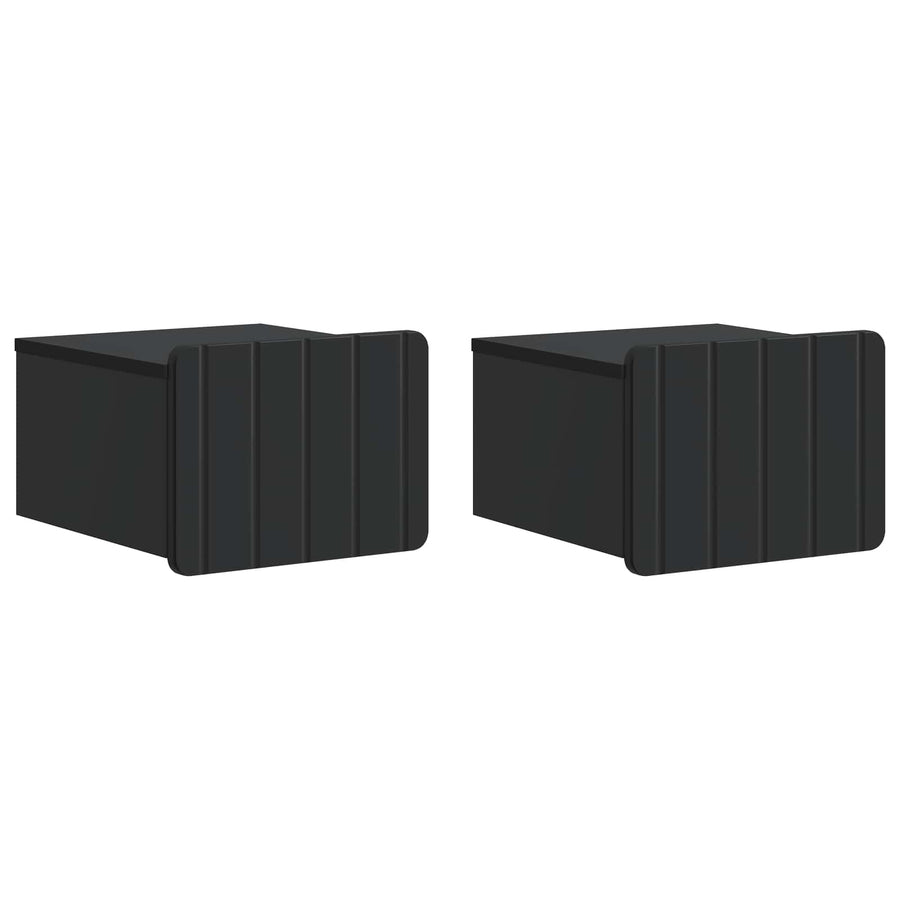 Wandbeugel Bedkast 2 pcs Zwart 33 x 34,5 x 24 cm Bewerkt hout