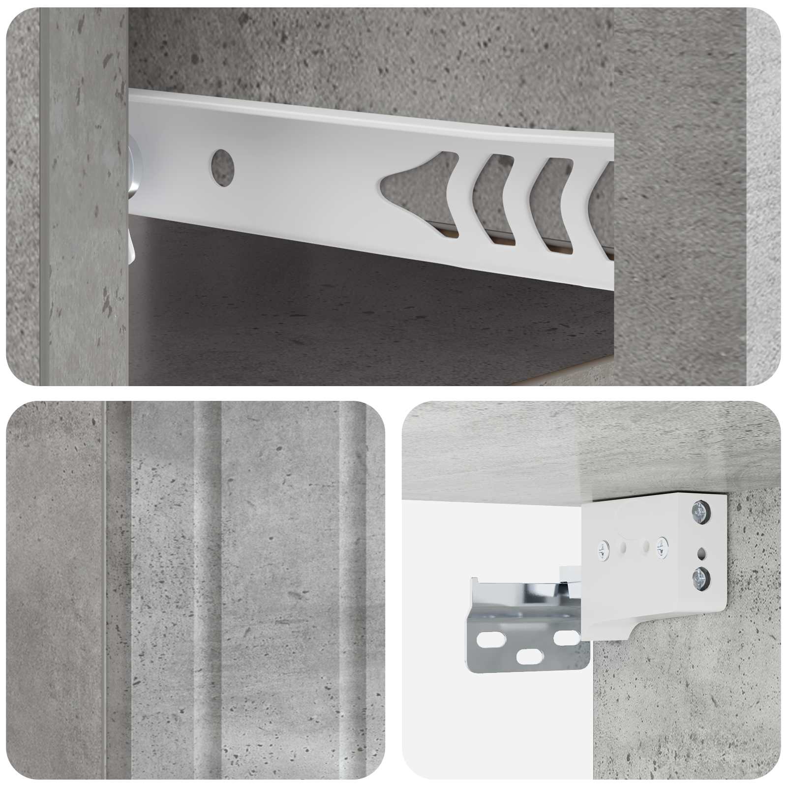 Wandbeugel Bedkast Betongrijs 33 x 34,5 x 24 cm Bewerkt hout