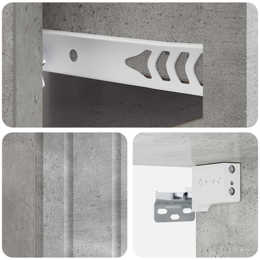 Wandbeugel Bedkast Betongrijs 33 x 34,5 x 24 cm Bewerkt hout