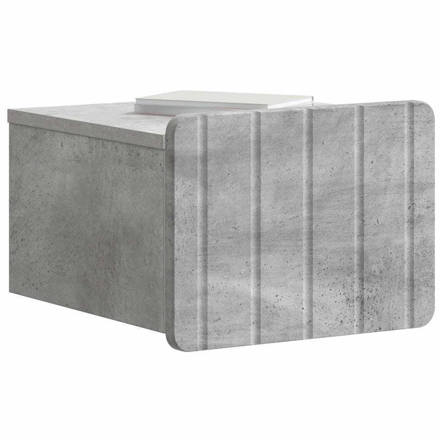 Wandbeugel Bedkast Betongrijs 33 x 34,5 x 24 cm Bewerkt hout