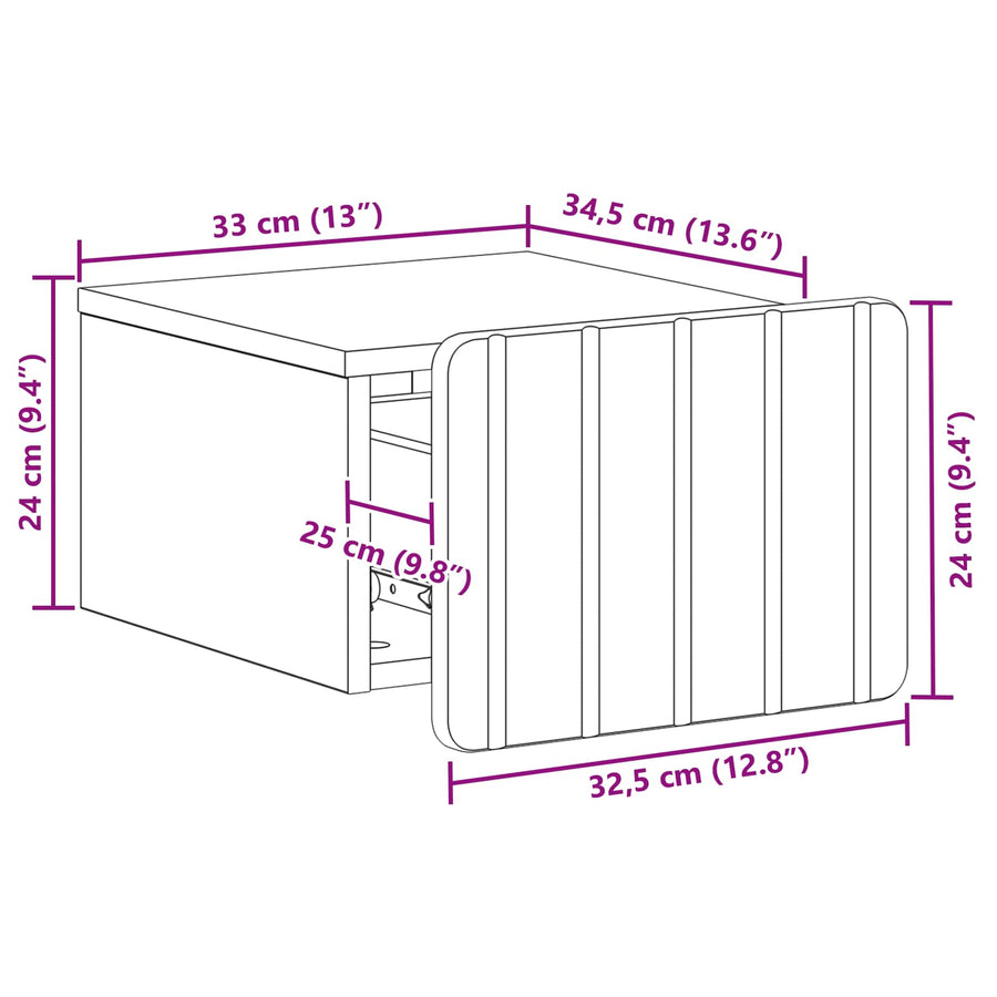 Wandbeugel Bedkast 2 pcs Hoogglans Wit 33 x 34,5 x 24 cm