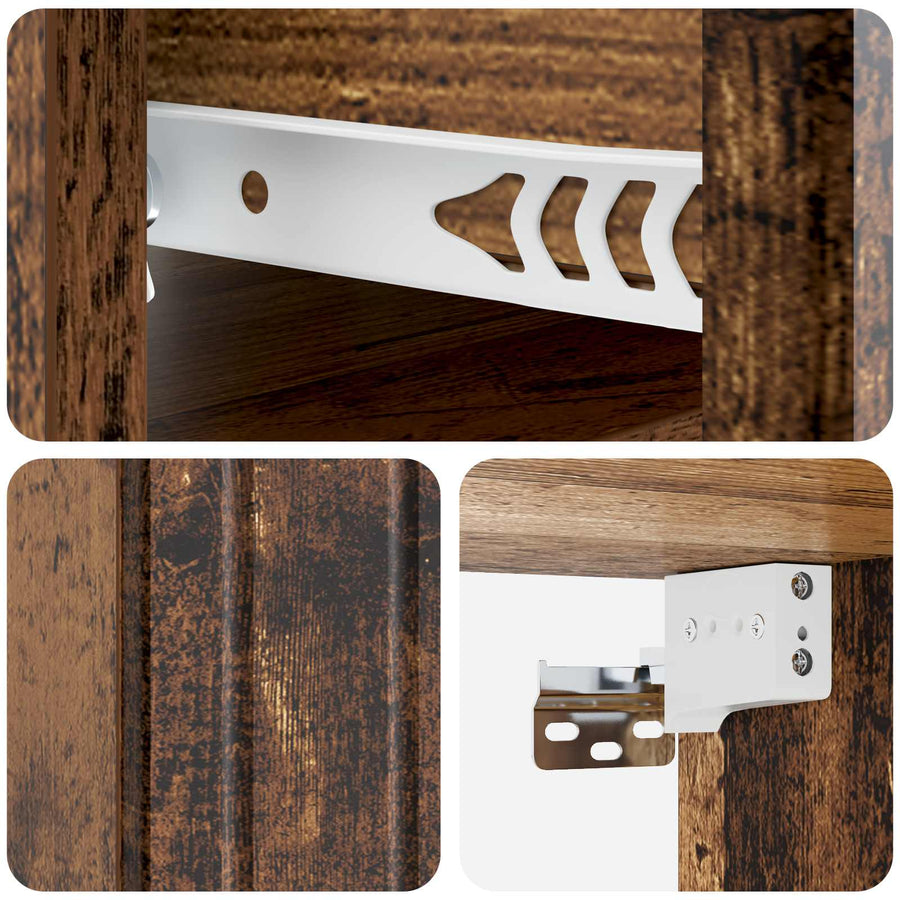 Wandbeugel Bedkast met lade 2 pcs Oud hout 33 x 34,5 x 24 cm