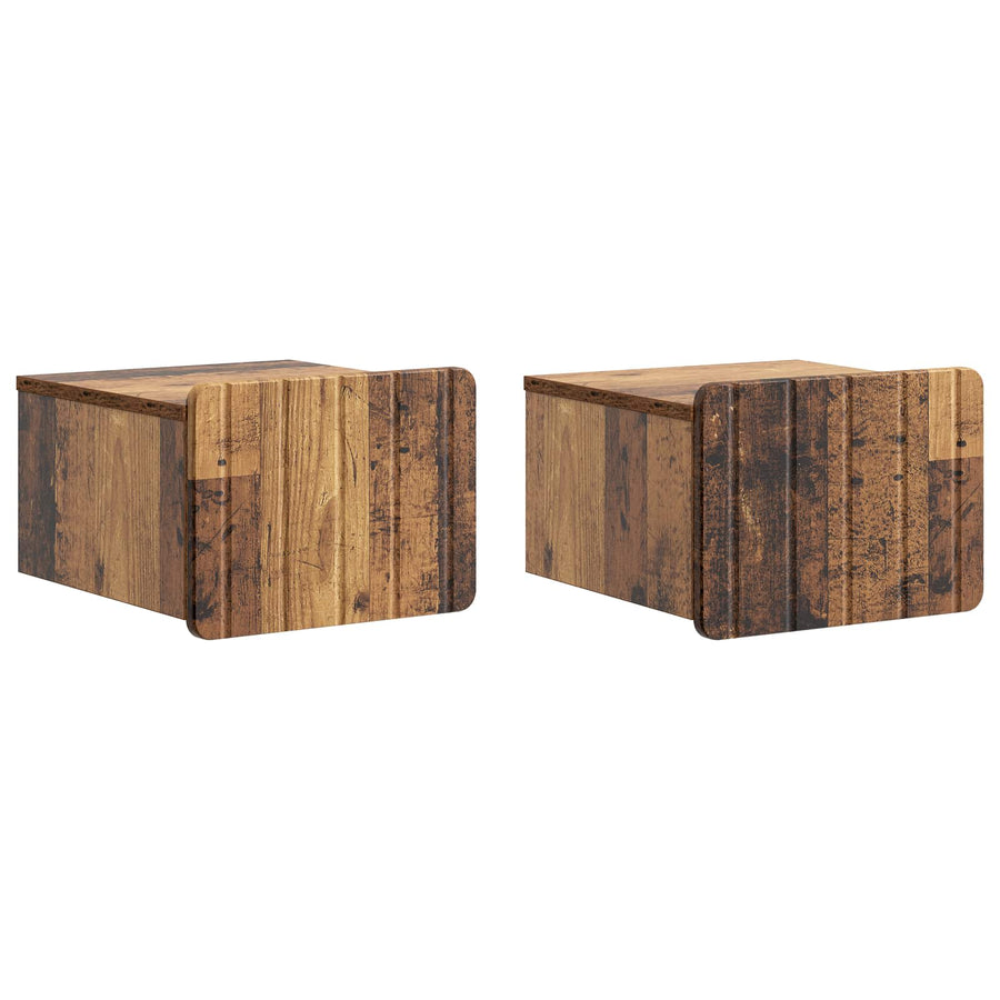 Wandbeugel Bedkast met lade 2 pcs Oud hout 33 x 34,5 x 24 cm