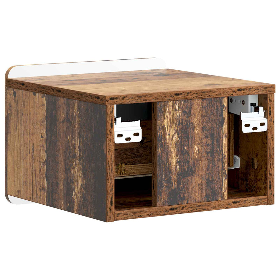 Wandbeugel Bedkast met lade 2 pcs Oud hout 33 x 34,5 x 24 cm