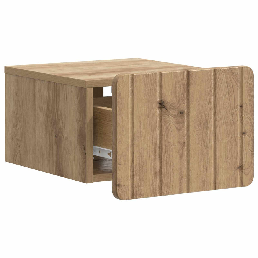 Wandbeugel Bedkast met lade Artisanaal eiken 33 x 34,5 x 24 cm