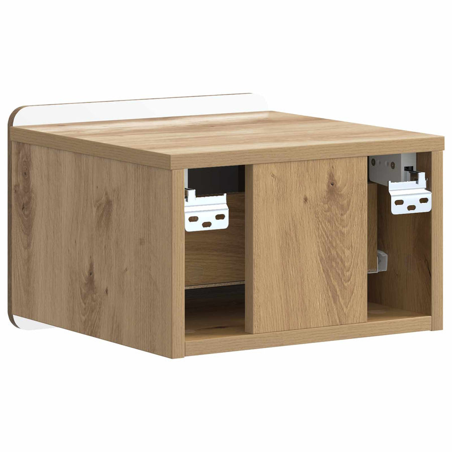 Wandbeugel Bedkast met lade Artisanaal eiken 33 x 34,5 x 24 cm