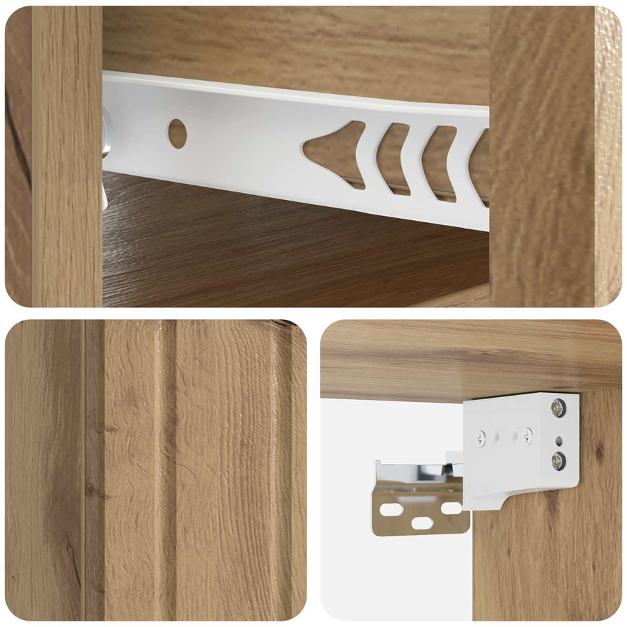 Wandbeugel Bedkast 2 pcs Artisanaal eiken 33 x 34,5 x 24 cm
