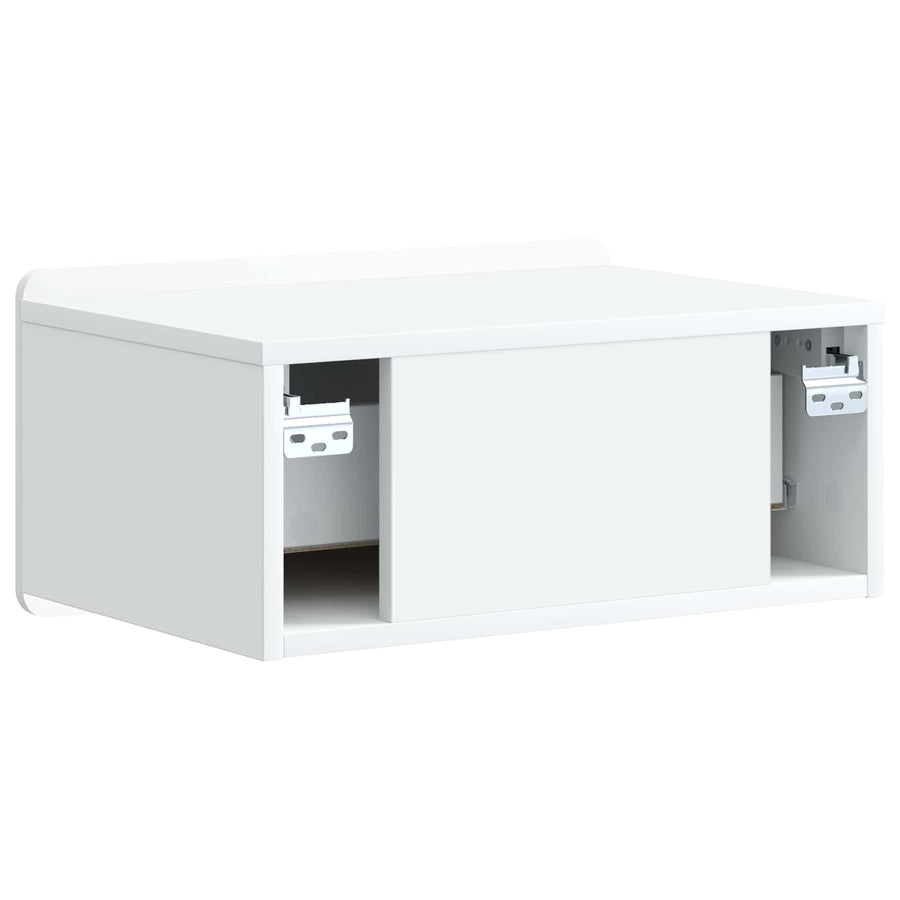 Wandbeugel Bedkast met lade Wit 49 x 34,5 x 24 cm Bewerkt hout
