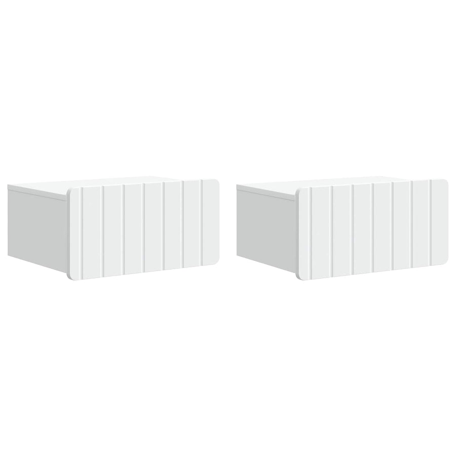Wandbeugel Bedkast 2 pcs Wit 49 x 34,5 x 24 cm Bewerkt hout