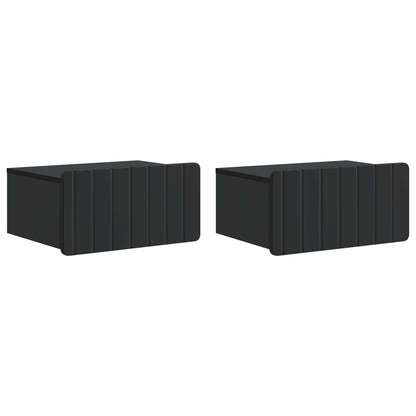 Wandbeugel Bedkast 2 pcs Zwart 49 x 34,5 x 24 cm Bewerkt hout