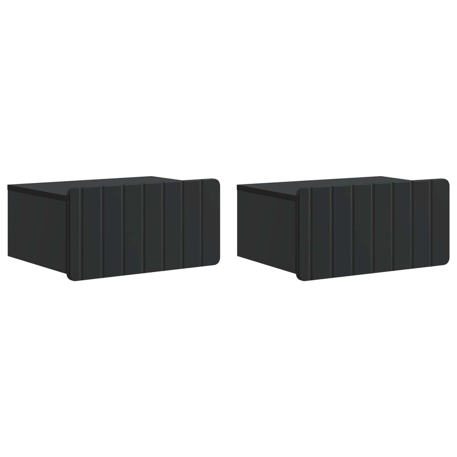 Wandbeugel Bedkast 2 pcs Zwart 49 x 34,5 x 24 cm Bewerkt hout