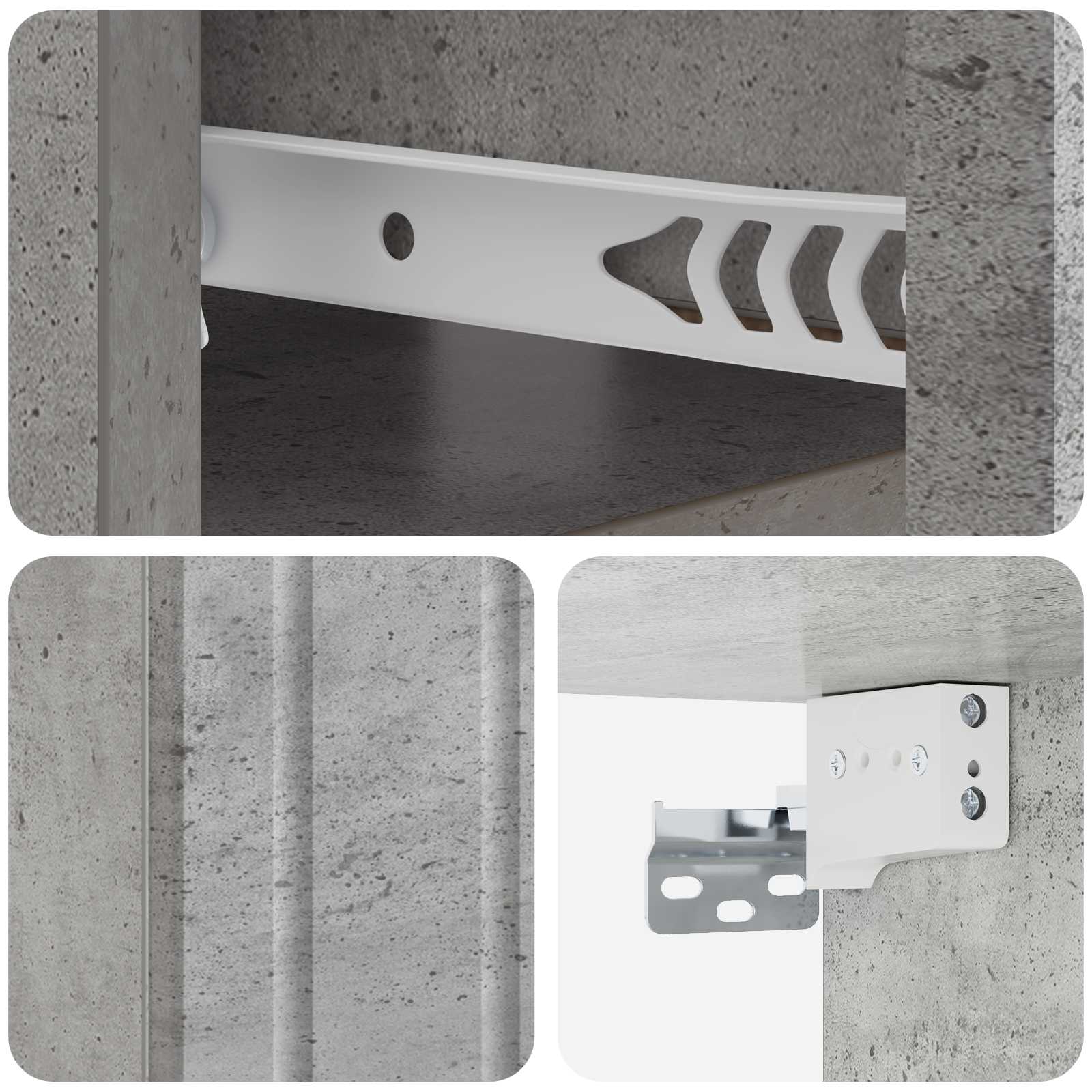 Wandbeugel Bedkast met lade 2 pcs Betongrijs 49 x 34,5 x 24 cm