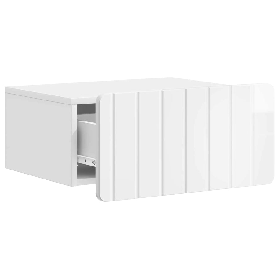 Wandbeugel Bedkast Hoogglans Wit 49 x 34,5 x 24 cm Bewerkt hout