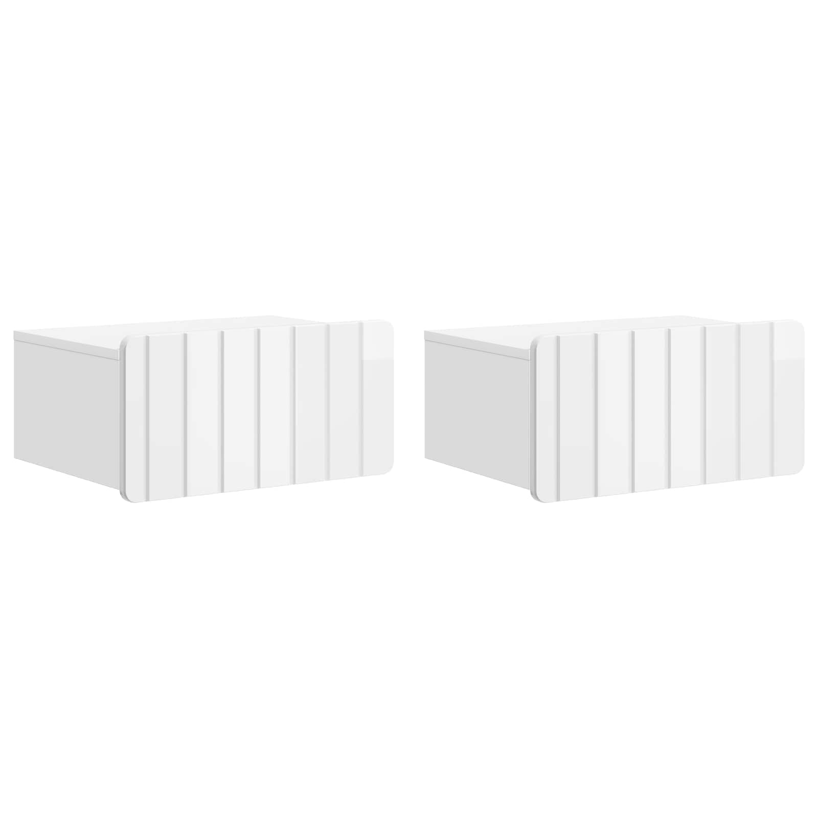Wandbeugel Bedkast 2 pcs Hoogglans Wit 49 x 34,5 x 24 cm