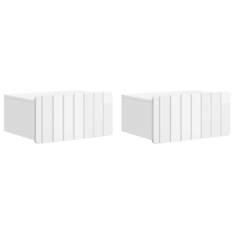Wandbeugel Bedkast 2 pcs Hoogglans Wit 49 x 34,5 x 24 cm