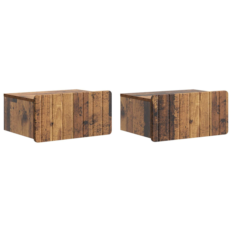 Wandbeugel Bedkast met lade 2 pcs Oud hout 49 x 34,5 x 24 cm