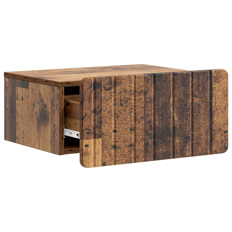 Wandbeugel Bedkast met lade 2 pcs Oud hout 49 x 34,5 x 24 cm
