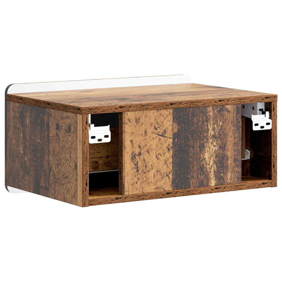 Wandbeugel Bedkast met lade 2 pcs Oud hout 49 x 34,5 x 24 cm