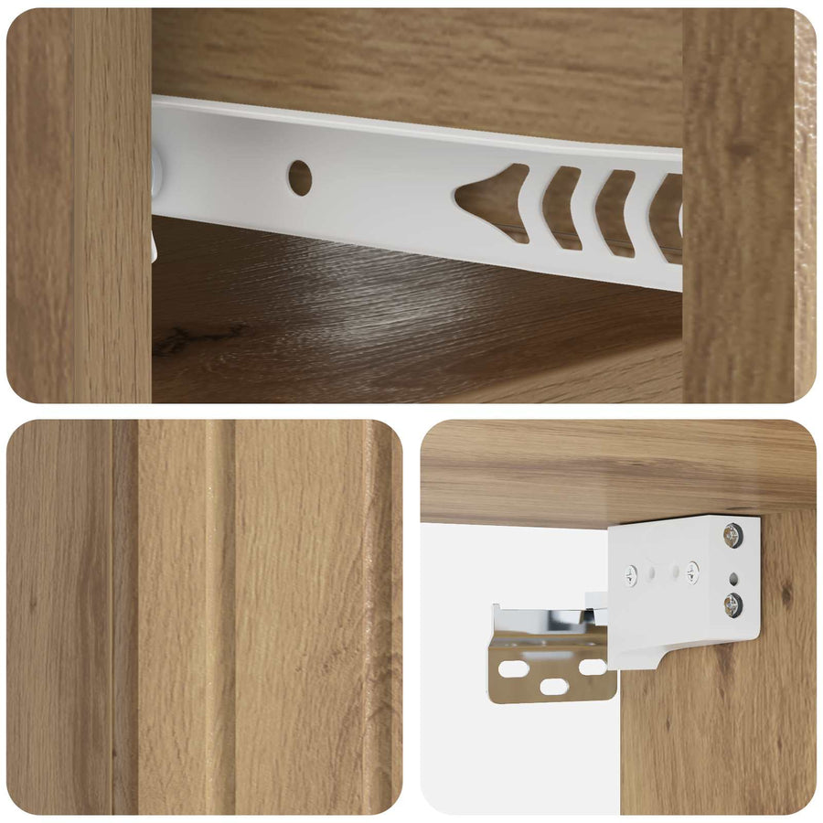 Wandbeugel Bedkast met lade Artisanaal eiken 49 x 34,5 x 24 cm