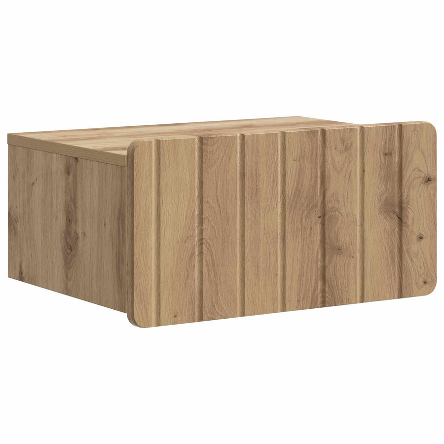 Wandbeugel Bedkast met lade Artisanaal eiken 49 x 34,5 x 24 cm