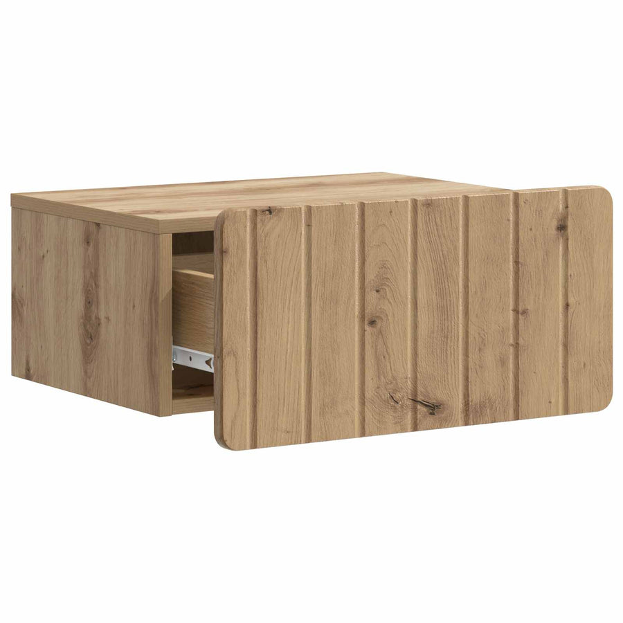 Wandbeugel Bedkast met lade Artisanaal eiken 49 x 34,5 x 24 cm