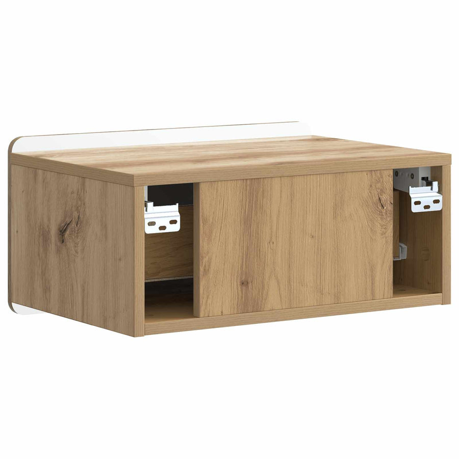 Wandbeugel Bedkast met lade Artisanaal eiken 49 x 34,5 x 24 cm