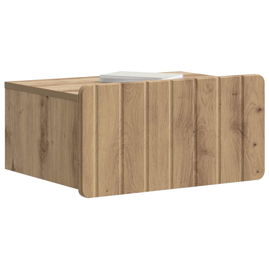 Wandbeugel Bedkast met lade Artisanaal eiken 49 x 34,5 x 24 cm