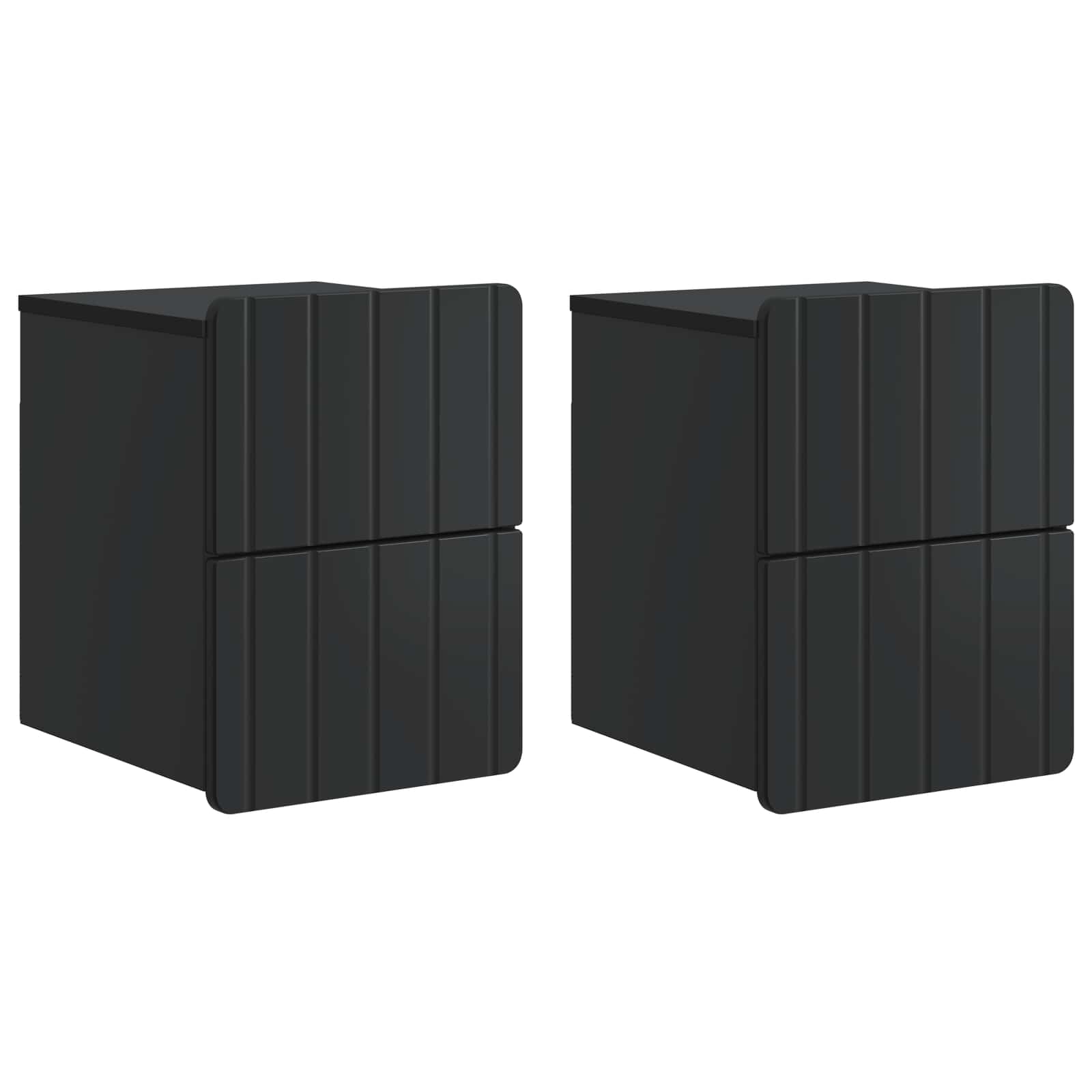 Wandbeugel Bedkast 2 pcs Zwart 33 x 34,5 x 43 cm Bewerkt hout