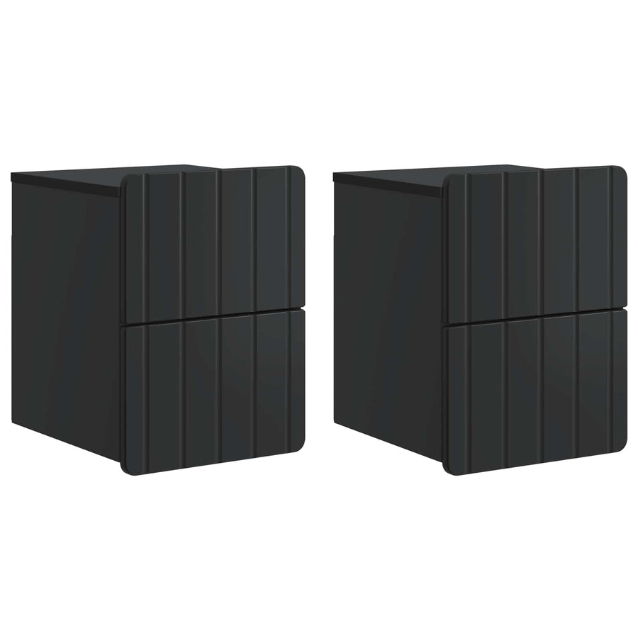 Wandbeugel Bedkast 2 pcs Zwart 33 x 34,5 x 43 cm Bewerkt hout