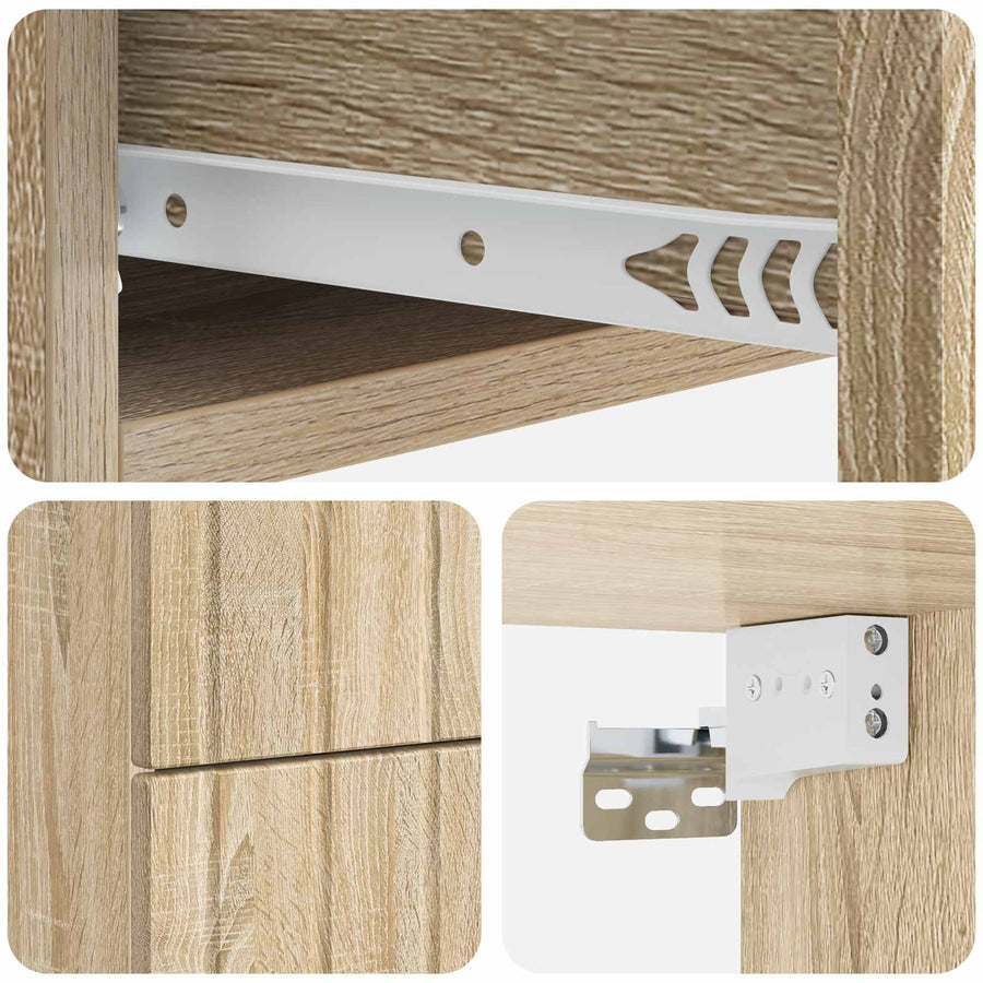 Wandbeugel Bedkast Sonoma Eiken 33 x 34,5 x 43 cm Bewerkt hout