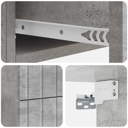 Wandbeugel Bedkast Betongrijs 33 x 34,5 x 43 cm Bewerkt hout