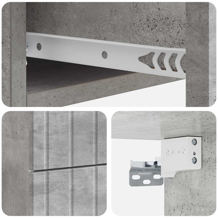 Wandbeugel Bedkast Betongrijs 33 x 34,5 x 43 cm Bewerkt hout
