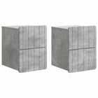 Wall-mounted Folding Bed Cabinet with Drawer 2 pcs Concrete Grey 33 x 34.5 x 43 cm