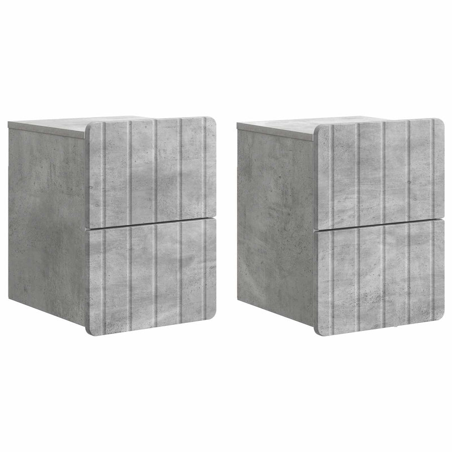 Wandbeugel Bedkast met lade 2 pcs Betongrijs 33 x 34,5 x 43 cm