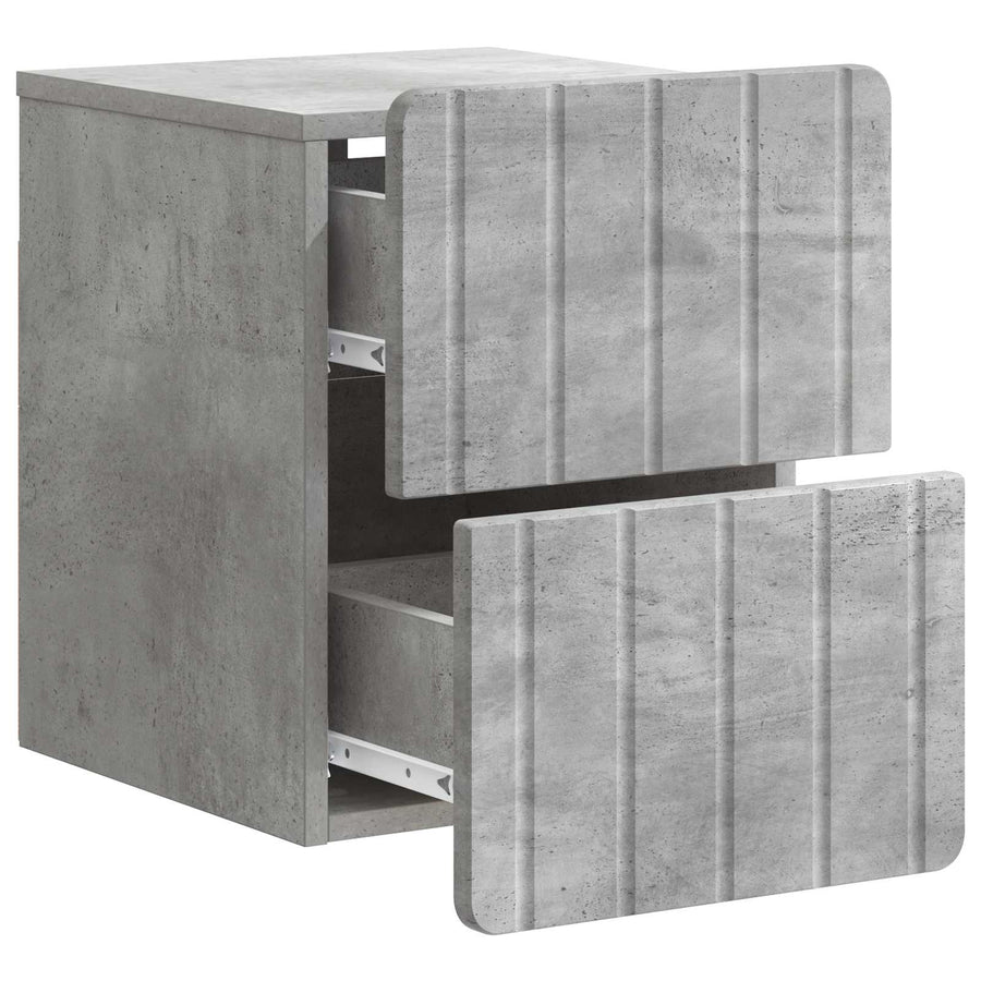 Wandbeugel Bedkast met lade 2 pcs Betongrijs 33 x 34,5 x 43 cm